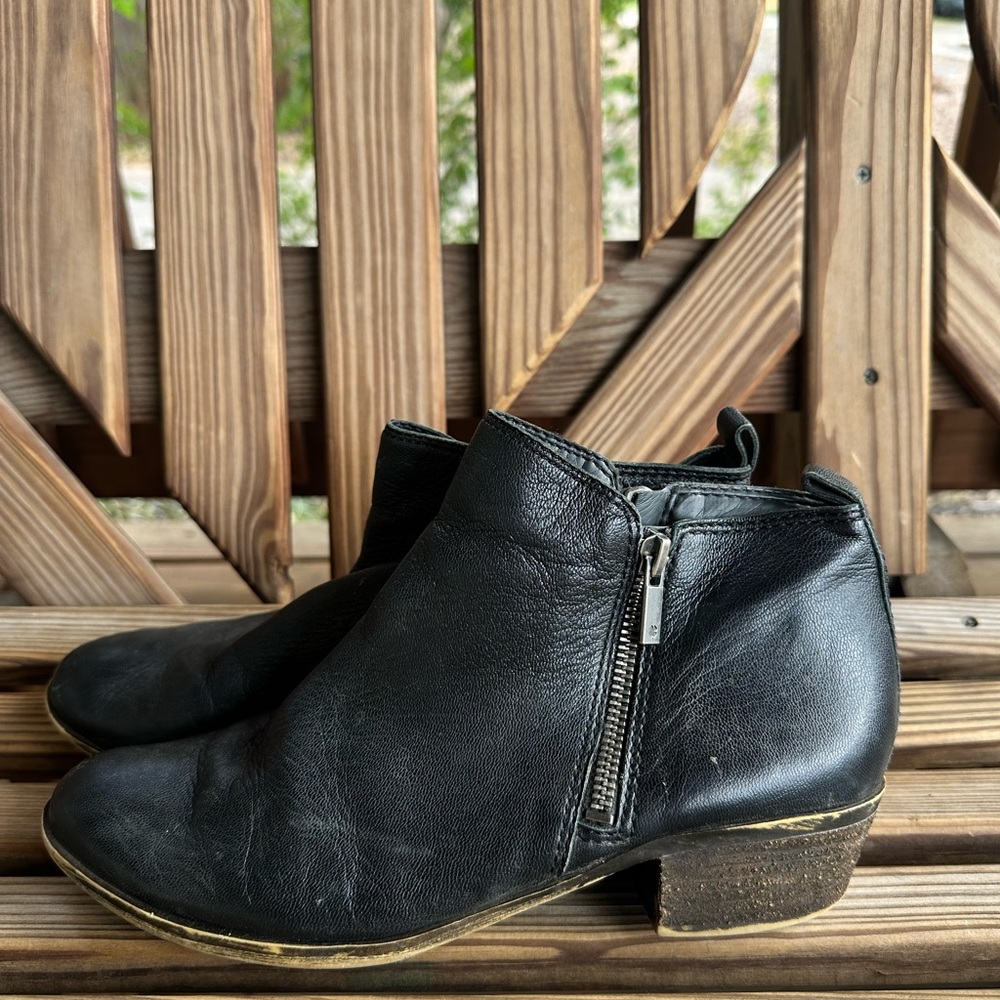 Lucky Brand Black Leather Ankle Boots with Side Zipper